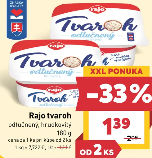 Rajo Tvaroh odtučnený hrudkovitý