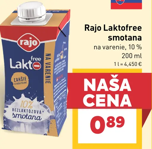 Rajo Laktofree smotana na varenie