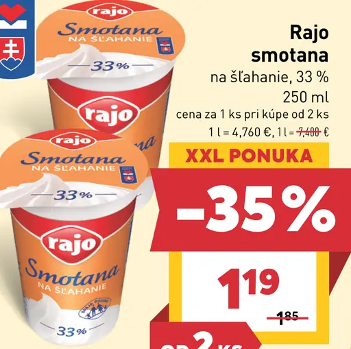 Rajo smotana na šľahanie