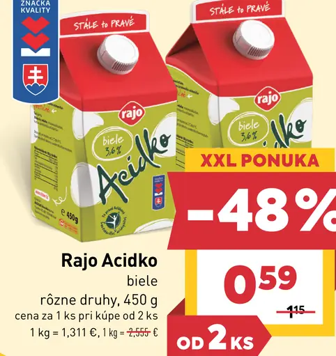 Rajo Acidko biele rôzne druhy