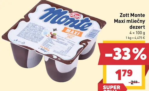 Zott Monte Maxi mliečny dezert