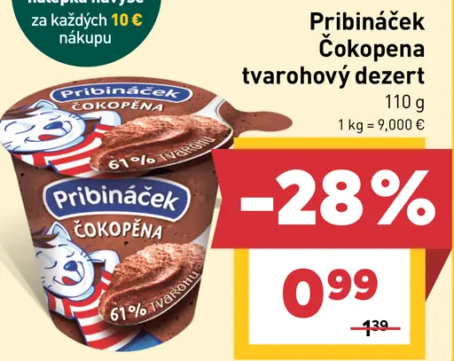 Pribináček čokopena tvarohový dezert