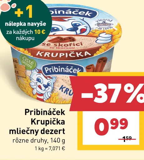 Pribináček Krupička mliečny dezert rôzne druhy