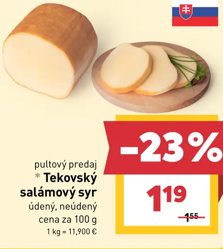 Tekovský salámový syr údený, neúdený