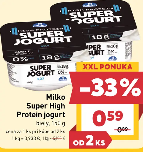 Milko Super jogurt High Protein biely