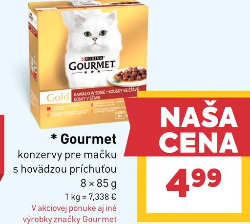 Gourmet konzervy pre mačku s hovädzou príchuťou