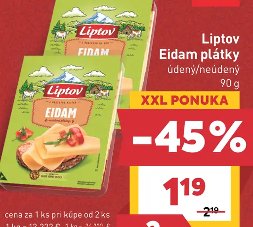 Liptov Eidam plátky, údený/neúdený
