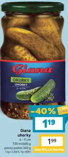 Giana uhorky 6 - 9 cm