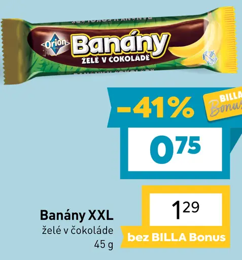 Orion Banány XXL želé v čokoláde