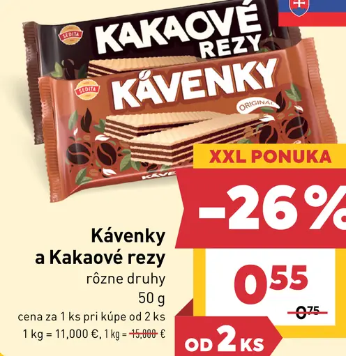 Sedita kávenky a kakaové rezy