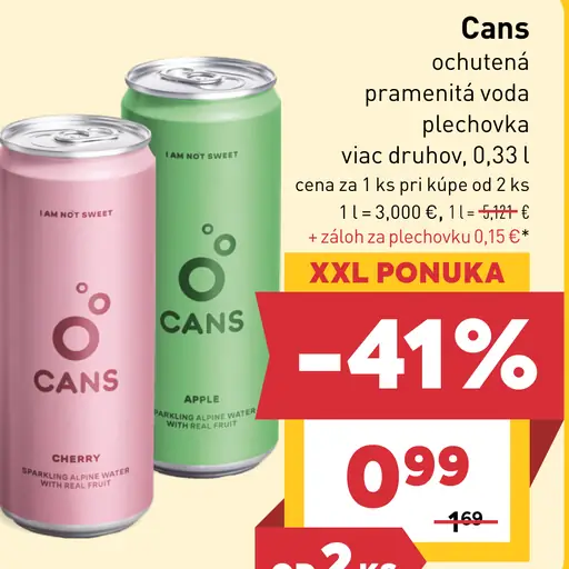 Cans ochutená pramenitá voda – Cherry, Apple