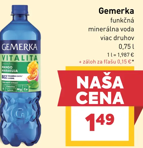 Gemerka Vitalita mango marakuja nesýtená minerálna voda
