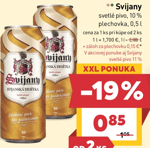Svijany svetlé pivo plechovka