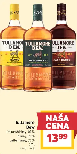 Tullamore Dew Irish Whiskey, Honey, Dew Caffe Honey