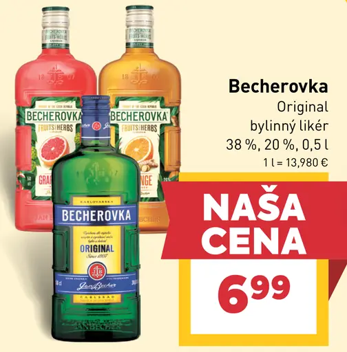 Becherovka Original, Becherovka Grapefruit, Becherovka Orange