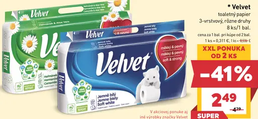 Velvet toaletný papier