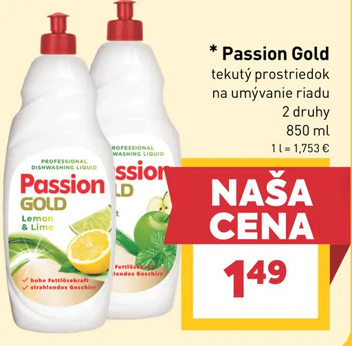 Passion Gold tekutý prostriedok na umývanie riadu