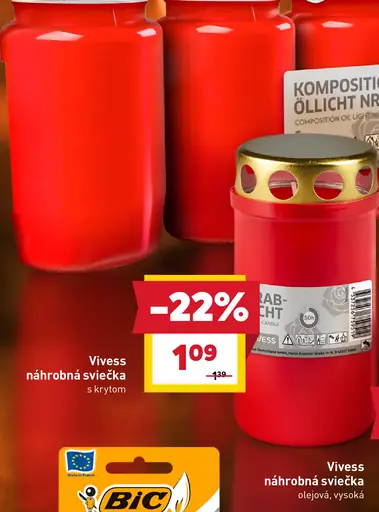 Vivess náhrobná sviečka s krytom