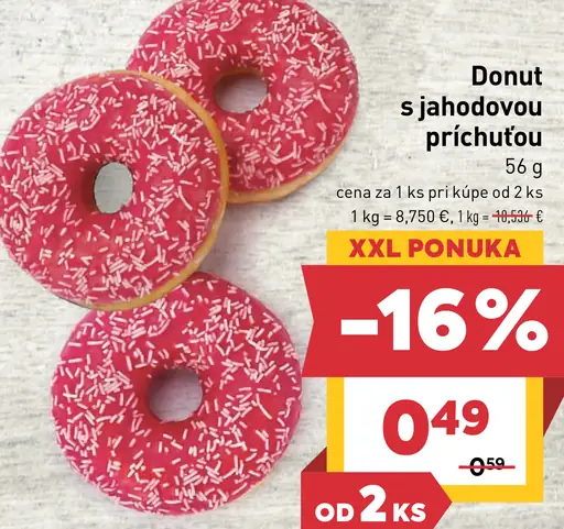Donut s jahodovou príchuťou