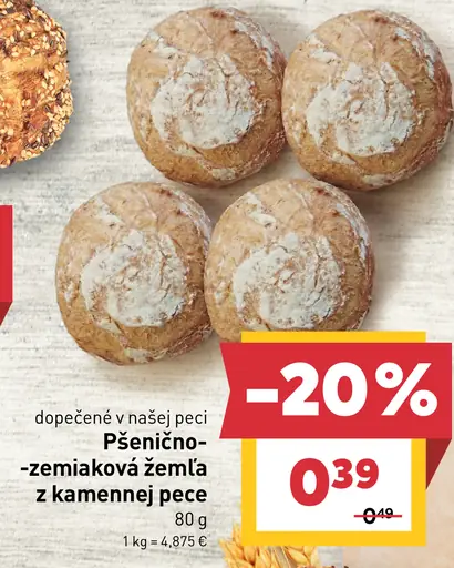 Pšenično-zemiaková žemľa z kamennej pece