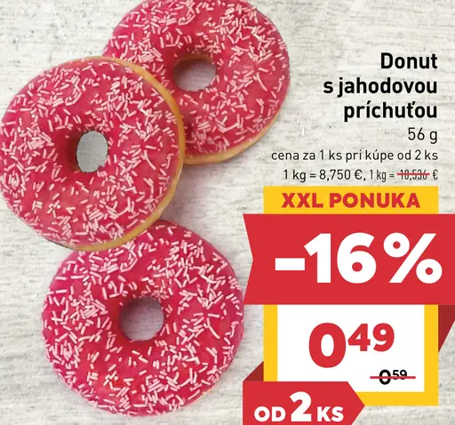 Donut s jahodovou príchuťou