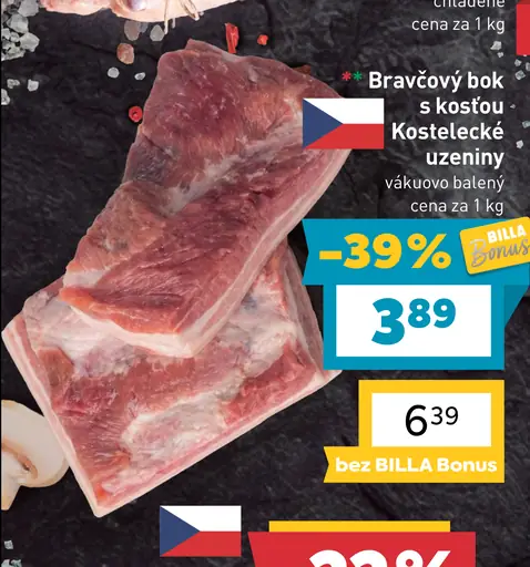 Bravčový bok s kosťou Kostelecké uzeniny vákuovo balený