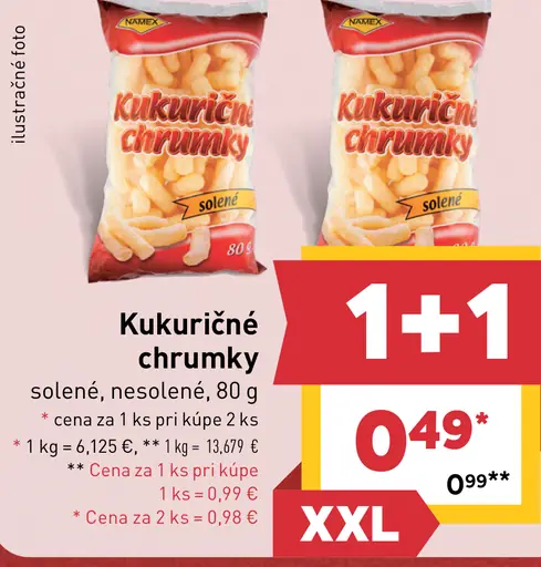 Kukuričné chrumky solené, nesolené