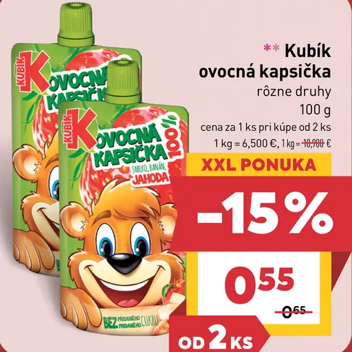 Kubík ovocná kapsička rôzne druhy