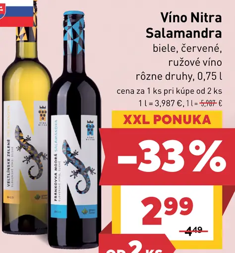 Víno Nitra Salamandra – biele, červené a ružové víno, rôzne druhy
