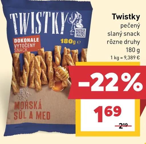 Twistky Snack s medom a jedlou morskou soľou