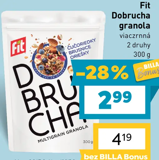 Fit Dobru cha granola viaczrnná, čučoriedky a brusnice