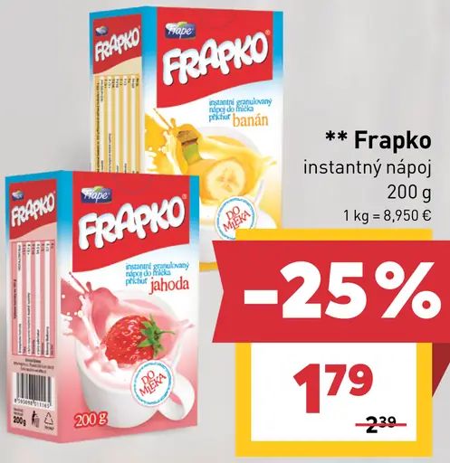 Frapko instantný nápoj s príchuťou jahoda