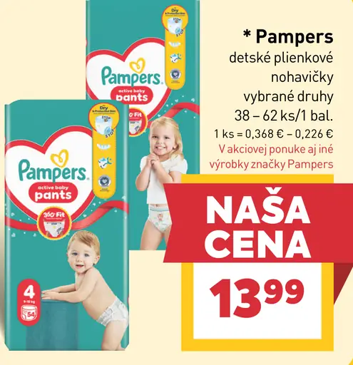 Pampers detské plienkové nohavičky, vybrané druhy