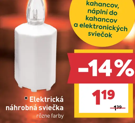 Elektrická náhrobná sviečka, rôzne farby