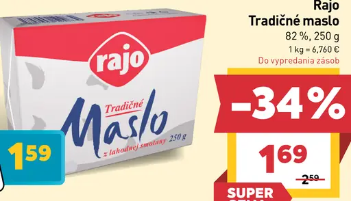 Rajo Tradičné maslo 82 %