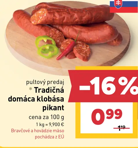 Tradičná domáca klobása pikant
