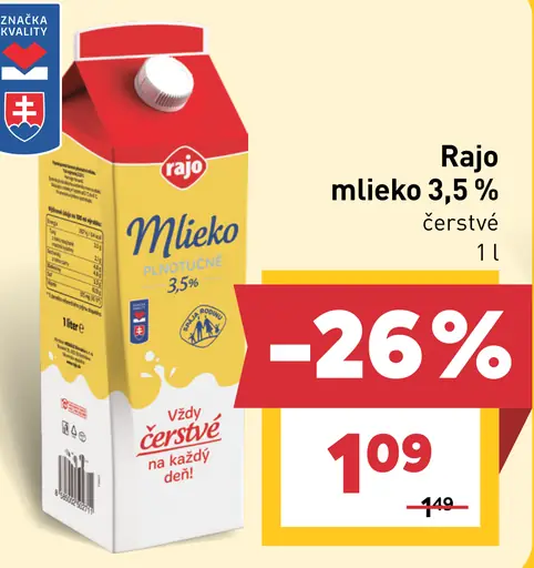 Rajo čerstvé mlieko 3,5%