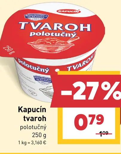 Kapucín polotučný tvaroh