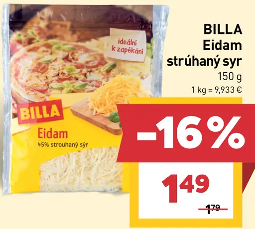 Billa eidam strúhaný syr
