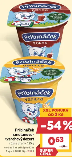 Pribináček vanilka tvarohový dezert