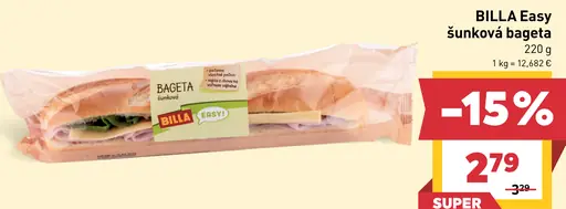 BILLA Easy šunková bageta