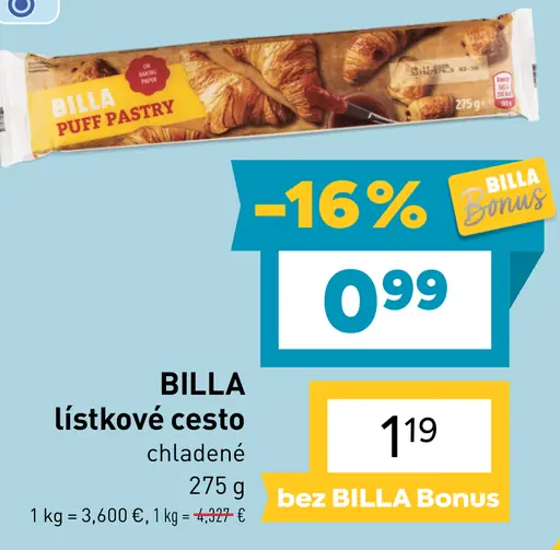 BILLA lístkové cesto