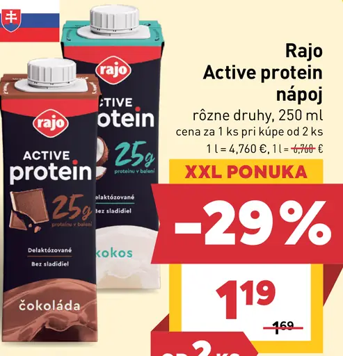 Rajo Active Protein nápoj rôzne druhy