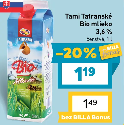 Tami Tatranské Bio mlieko 3,6 %