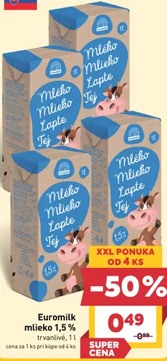 Euromilk mlieko 1,5 %