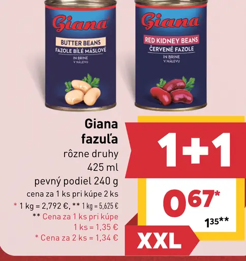 Giana fazuľa rôzne druhy