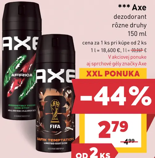 Axe dezodorant rôzne druhy