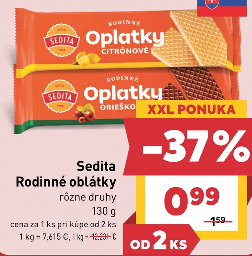 Sedita rodinné oplatky rôzne druhy