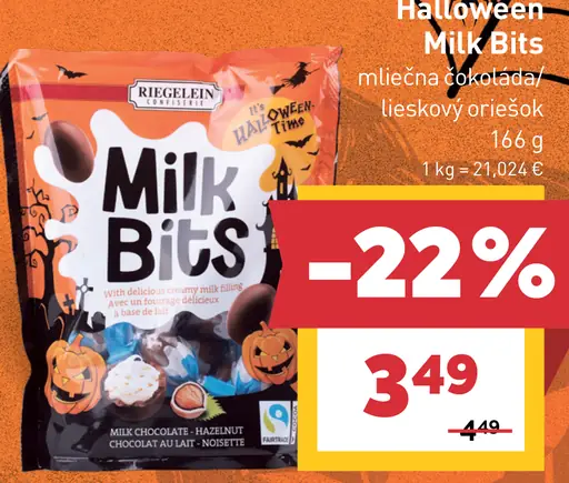 Riegelein Halloween Milk Bits mliečna čokoláda s lieskovými orieškami