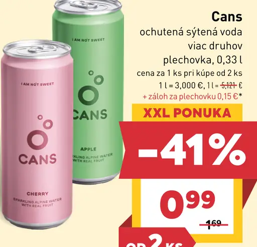 Cans ochutená pramenitá voda – Cherry, Apple